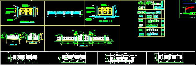 景观小品防腐木钢结构栏杆护栏铁艺围墙栏大门CAD施工图详图设计 第5张