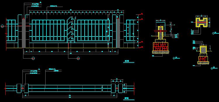 景观小品防腐木钢结构栏杆护栏铁艺围墙栏大门CAD施工图详图设计 第9张