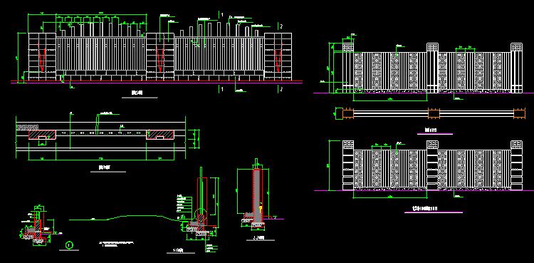 景观小品防腐木钢结构栏杆护栏铁艺围墙栏大门CAD施工图详图设计 第8张