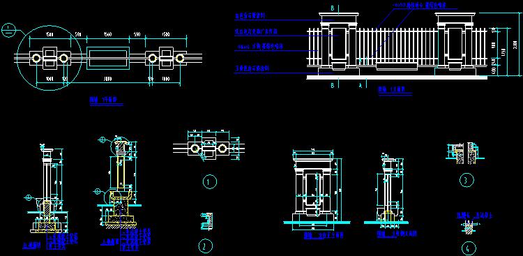 景观小品防腐木钢结构栏杆护栏铁艺围墙栏大门CAD施工图详图设计 第11张