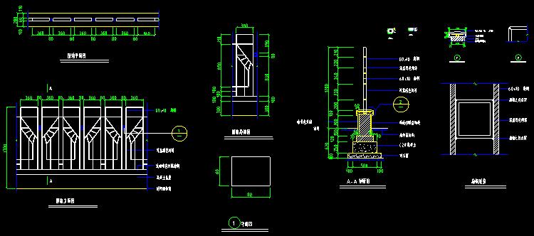 景观小品防腐木钢结构栏杆护栏铁艺围墙栏大门CAD施工图详图设计 第15张
