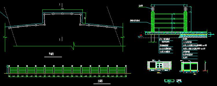 景观小品防腐木钢结构栏杆护栏铁艺围墙栏大门CAD施工图详图设计 第14张