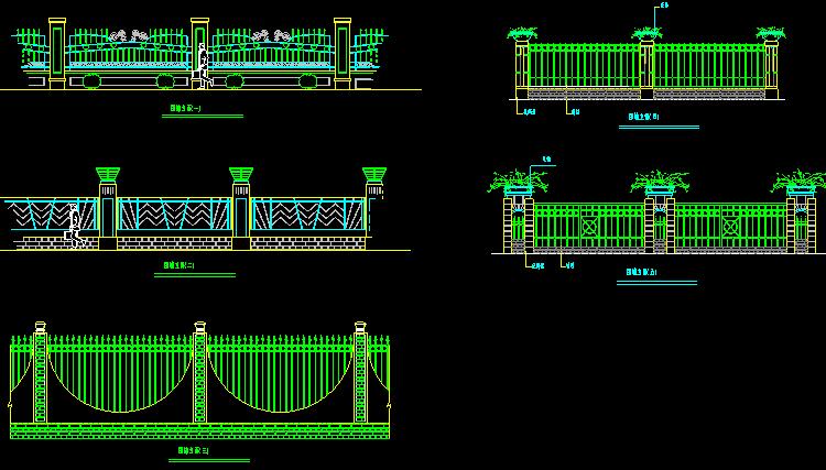 景观小品防腐木钢结构栏杆护栏铁艺围墙栏大门CAD施工图详图设计 第16张