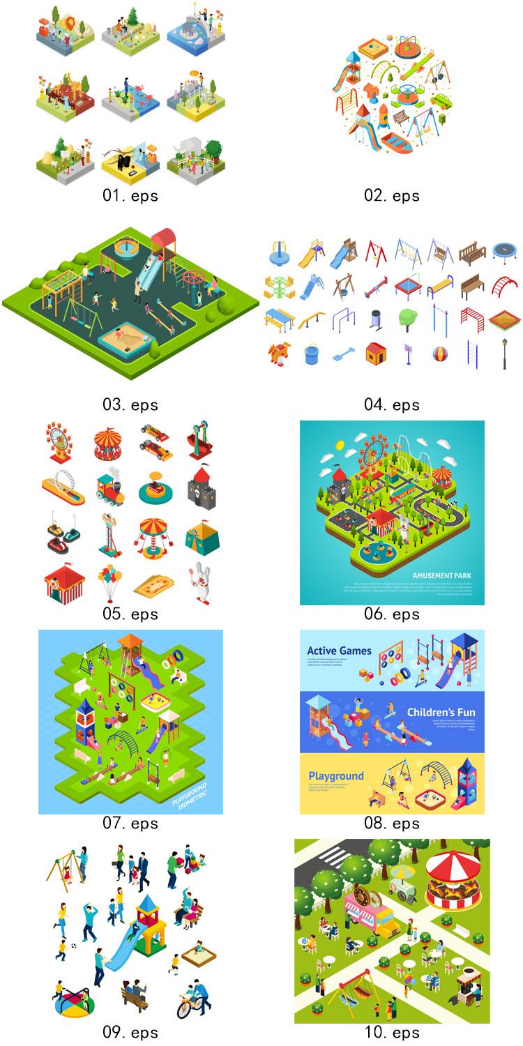 2.5D等距 儿童游乐园 动物园 马戏团 设计素材 ai矢量图形素材 第3张