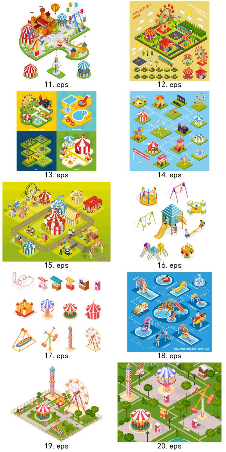 2.5D等距 儿童游乐园 动物园 马戏团 设计素材 ai矢量图形素材 第4张