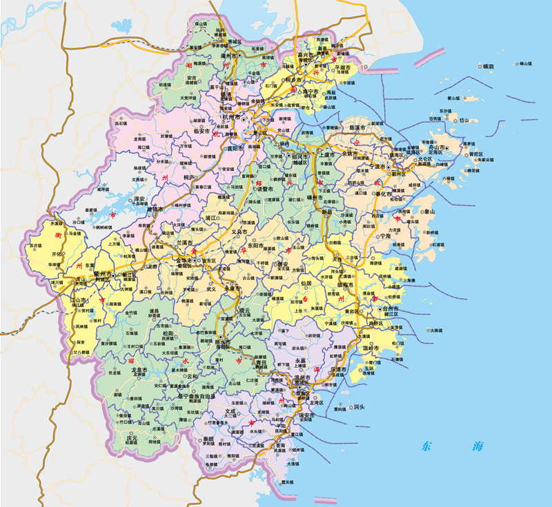 浙江省地图AI矢量素材 分区地图 简单地图 非实物地图 设计素材