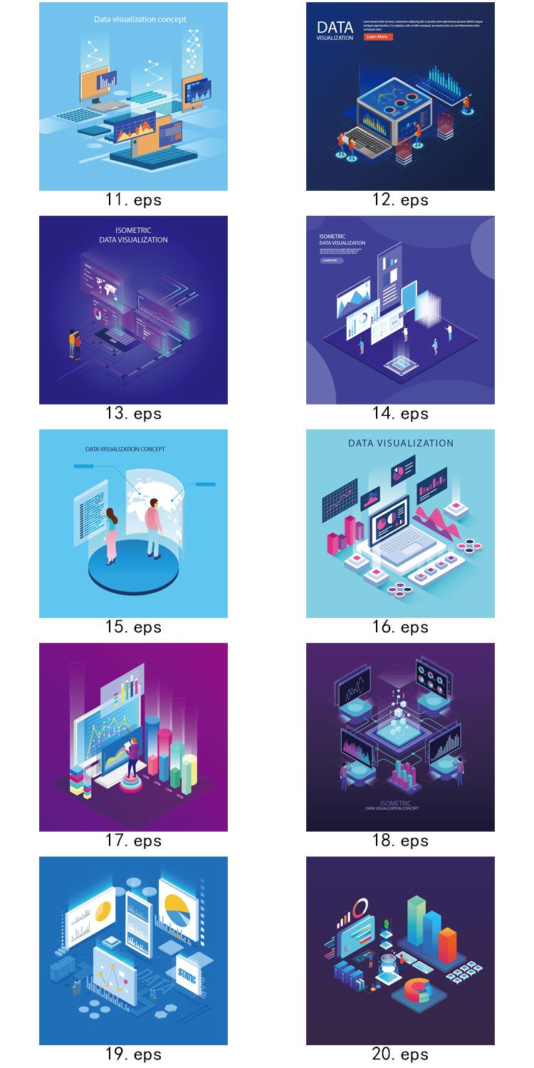 2.5D等距信息图表折线数据可视化 立体数据 AI矢量图形设计素材 第4张
