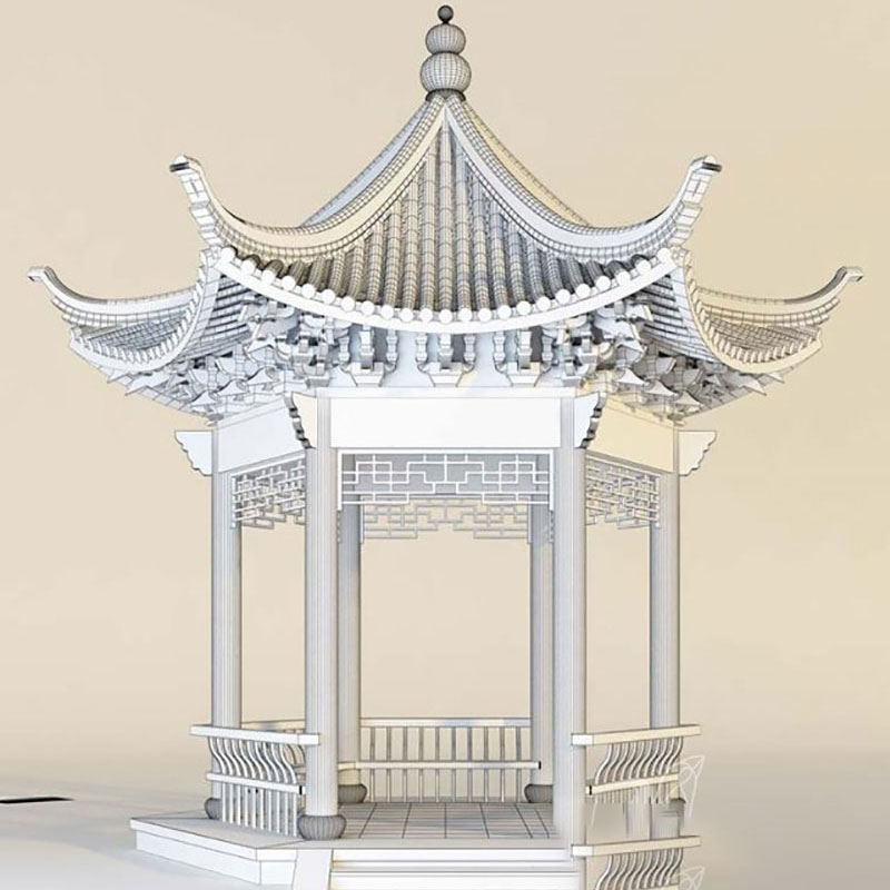 古代建筑房屋MAX VRAY  C4D复古部件模型六角凉亭三维3D素材A1197图片