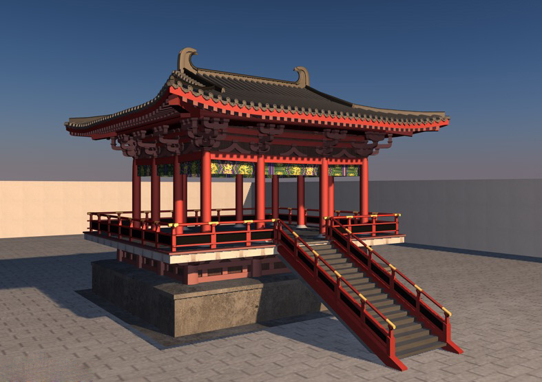 C4D MAX 3DS中国古典景观建筑房屋中式阁楼凉亭模型材质贴图A1305 第1张