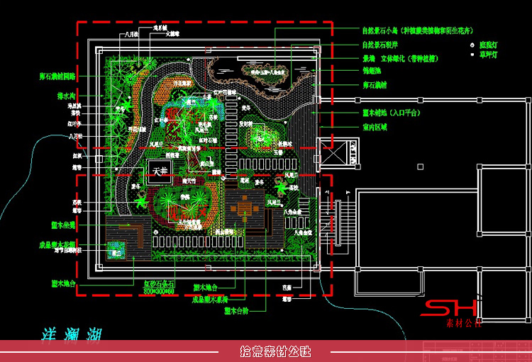 屋顶户外空中花园别墅私家庭院景观方案设计CAD施工图平面图素材 第8张