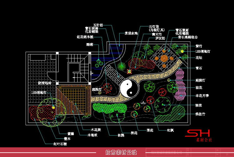 屋顶户外空中花园别墅私家庭院景观方案设计CAD施工图平面图素材 第16张