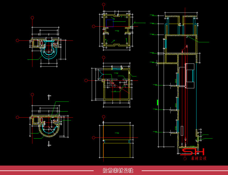商场电梯客梯货梯观光电梯结构设计CAD节点大样详图施工图纸素材 第7张