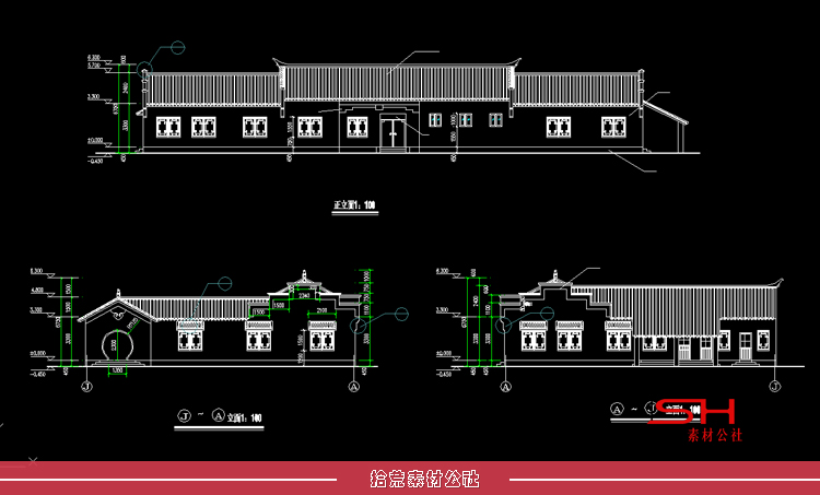 徽派别墅会所农村民居民宿农家乐马头墙建筑设计CAD施工详图图纸 第8张