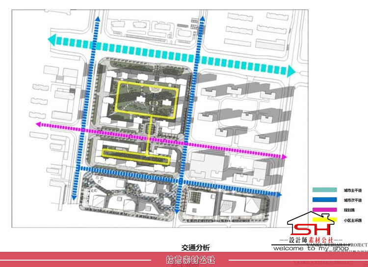 住宅小区商业街建筑配套景观规划设计方案CAD平面图PPT文本效果图 第4张