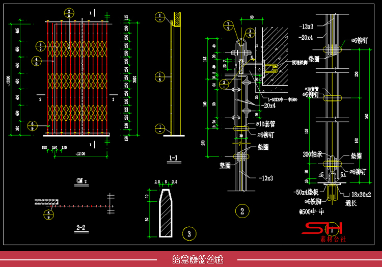 金属门窗天窗木门窗铁珊门室内家装中式欧式CAD大样施工图纸图库 第18张