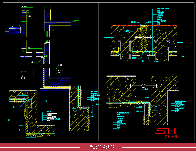 楼面地面排水沟地沟台阶坡道变形缝建筑构造CAD节点大样施工图纸 第5张
