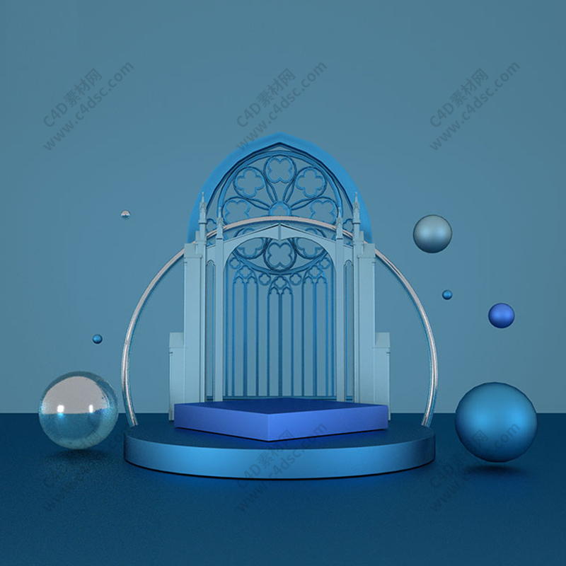 天猫淘宝电商促销舞台几何空间搭建场景背景C4D模型3D素材0341 第1张