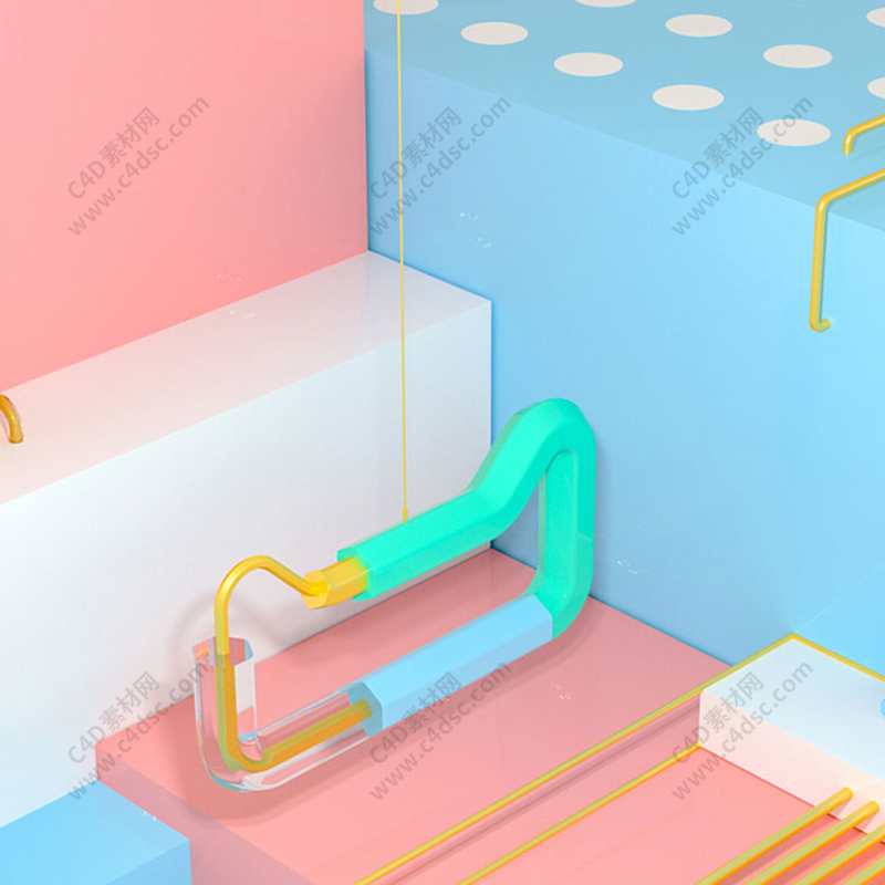 小清新天猫淘宝电商促销舞台几何空间场景背景C4D模型3D素材0331 第1张