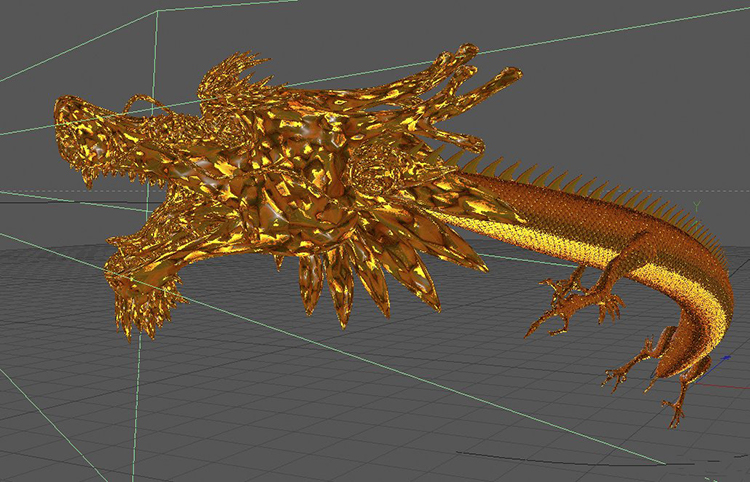 C4D 3D中国龙神龙金龙神话动物带材质纹理贴图动画三维模型A1023 第2张
