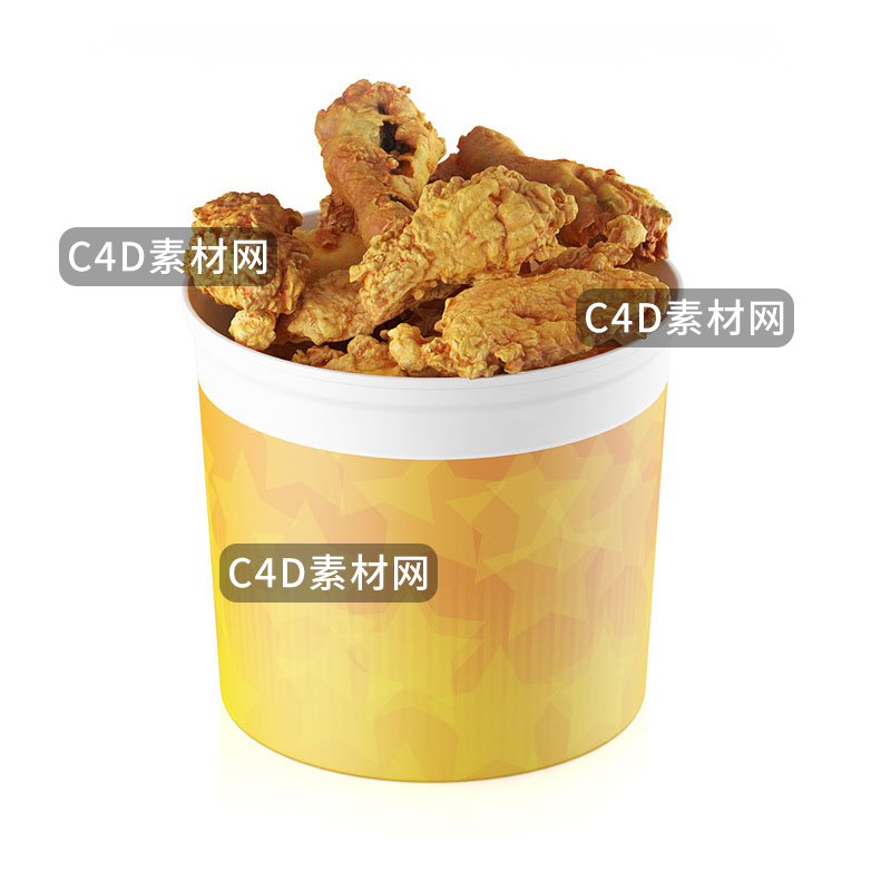 快餐炸鸡肉类油炸食品烧烤C4D高精度模型3D素材带材质贴图MD751 第1张