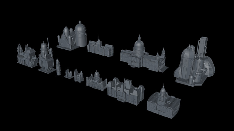 西方贵族风格楼房建筑C4D模型欧式创意场景3D模型素材A1111 第2张