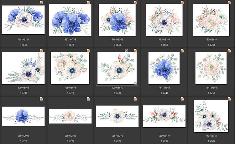 手绘水彩花卉浆果 PS填充图案 面料花型装饰PNG免抠设计素材 第10张