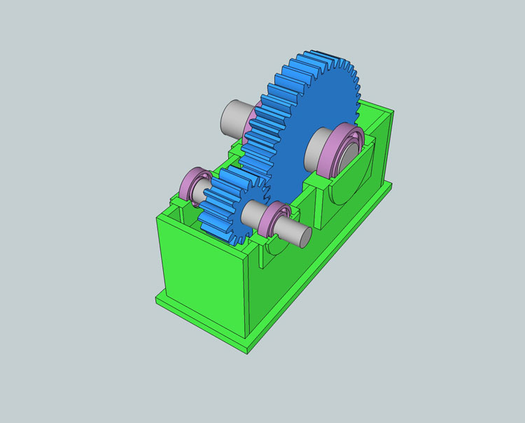 sketchup 22款工业主题齿轮轴承减速齿轮箱大小齿轮组合SU模型 第12张