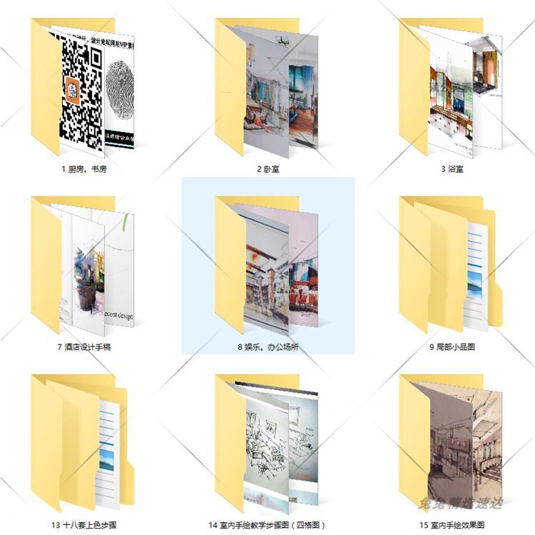 室内手绘素材资料合集 手绘效果图 室内工装家装快题设计线稿资料 第5张