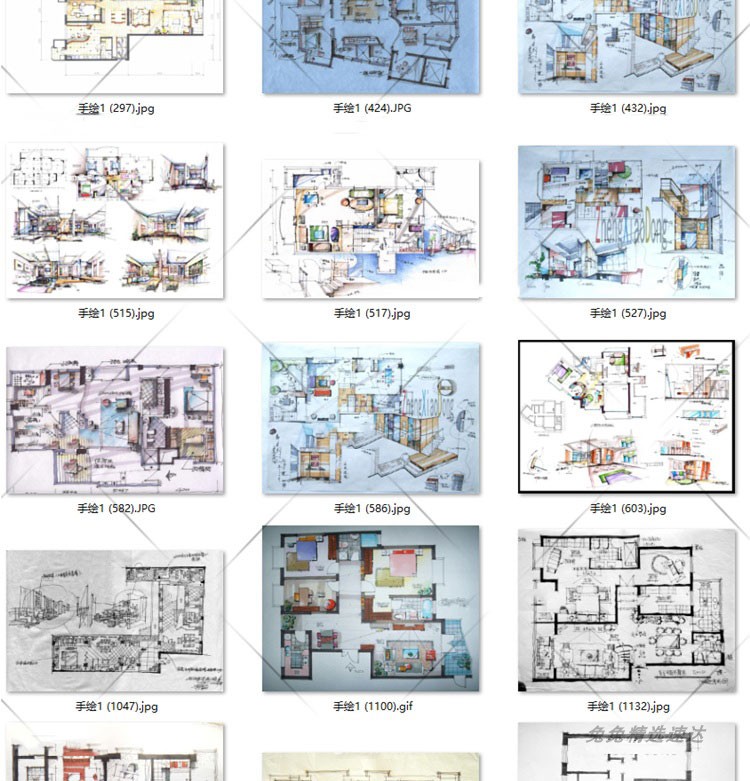 室内手绘素材资料合集 手绘效果图 室内工装家装快题设计线稿资料 第11张