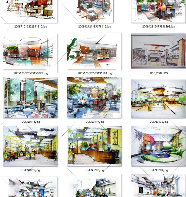 室内手绘素材资料合集 手绘效果图 室内工装家装快题设计线稿资料 第12张
