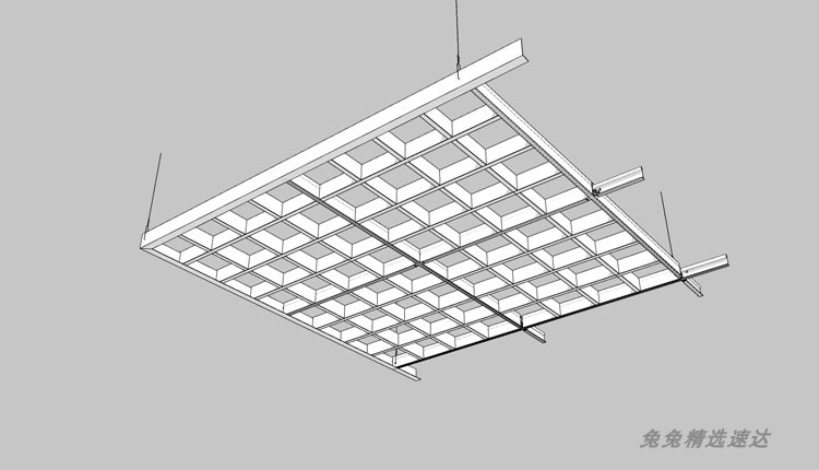 草图大师厂房改造LOFT工业风格构件室内管道吊顶排风扇格栅SU模型 第10张