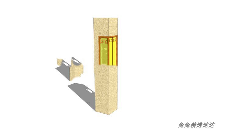 sketchup古典园林新中式灯柱仿古灯石灯景观灯庭院灯SU模型LS93 第6张