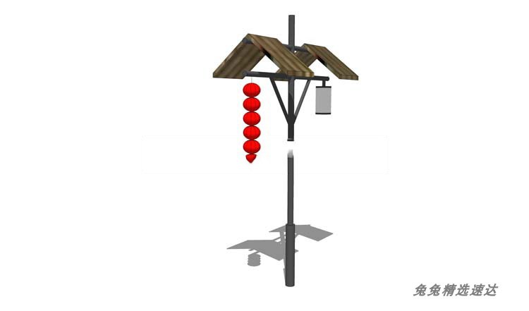 sketchup古典园林新中式灯柱仿古灯石灯景观灯庭院灯SU模型LS93 第10张