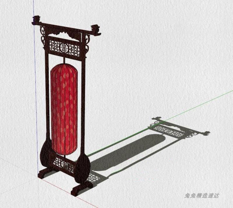 su草图大师现代中式传统仿古灯饰灯具大红灯笼灯具小品SU模型 第6张