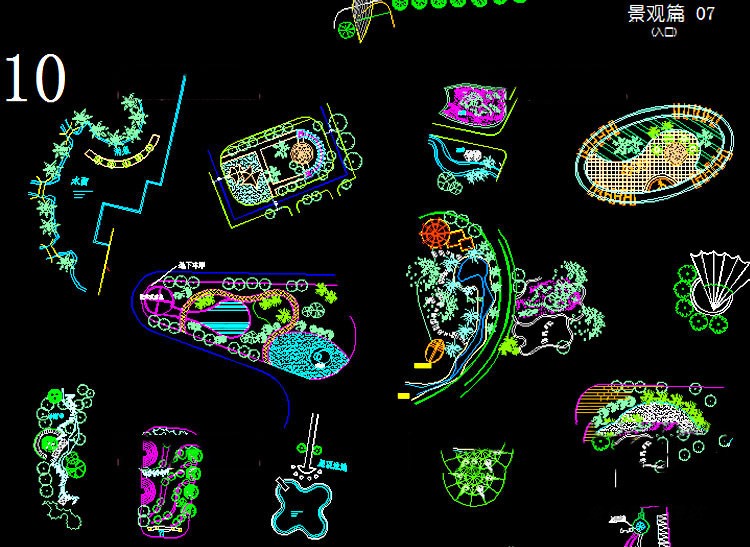 精选设计常用CAD节点套用素材园林景观平面图纸广场公园居住小区 第7张