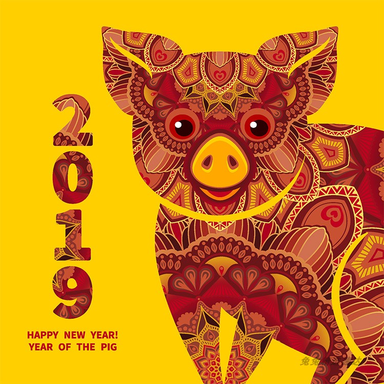 猪年2019年新年传统中国元素剪纸风背景展板年会AI矢量设计素材图 第6张