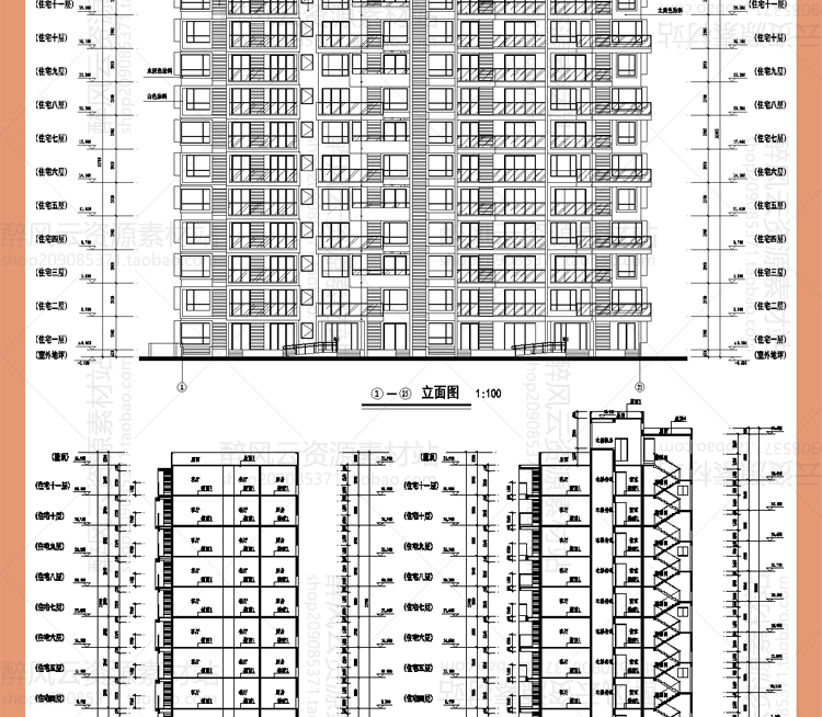 土木工程住宅商住居民楼大学设计算建筑结构施工CAD图纸成品全套 第20张