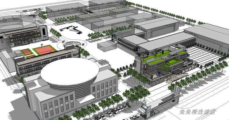 工厂厂房仓库改造工业厂区艺术区su草图大师sketchup模型素材合集 第6张