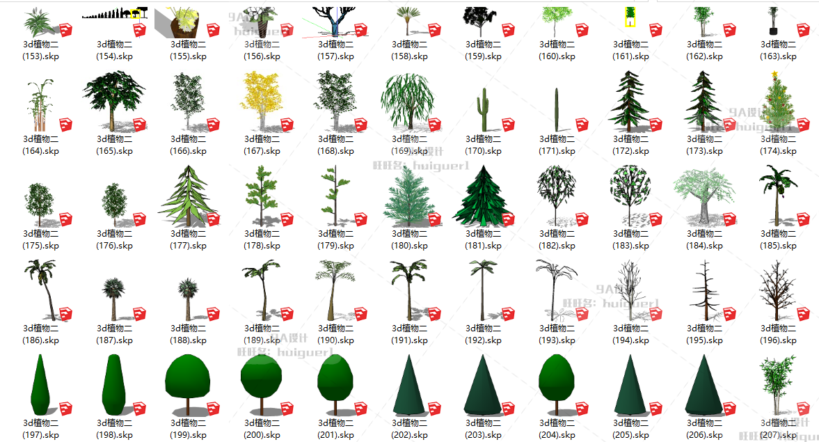 SU园林景观植物树木花草手绘平面模型素材库草图大师sketchup2D3D 第8张