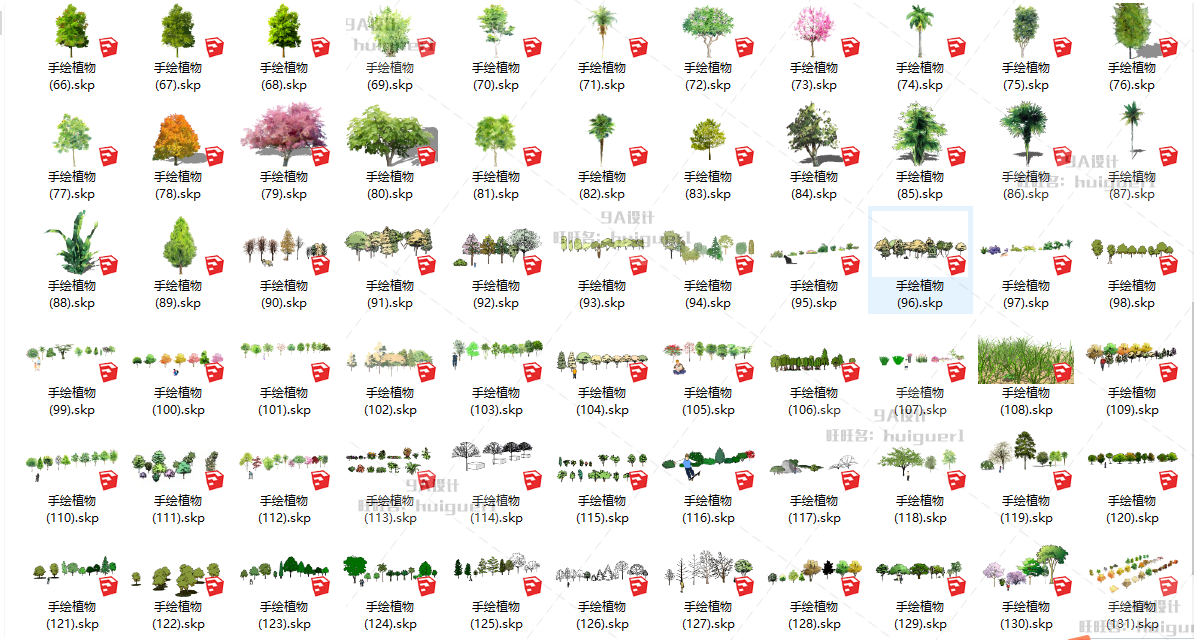 SU园林景观植物树木花草手绘平面模型素材库草图大师sketchup2D3D 第12张