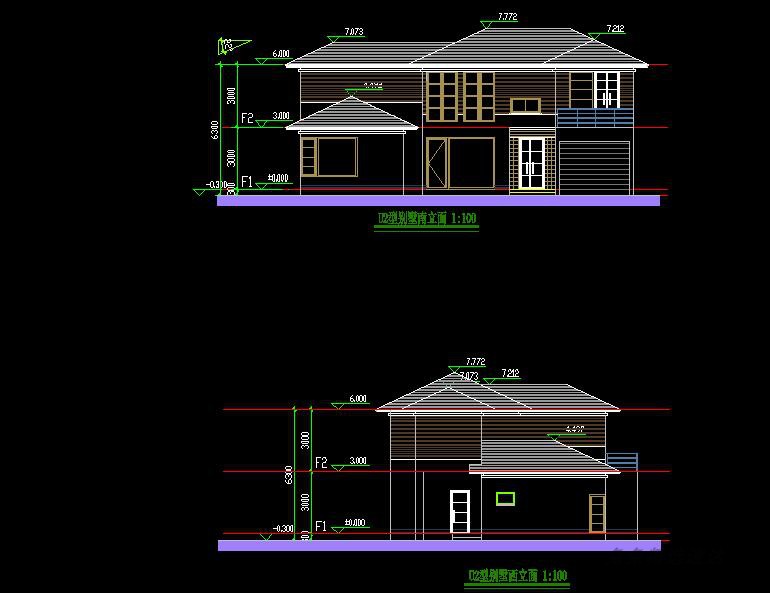 二层欧式小别墅全套乡村建筑设计SU模型CAD施工图纸效果图素材 第16张