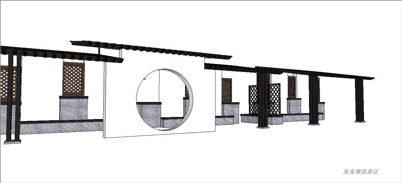 草图大师灯柱景墙大门亭子廊架SU单体模型库Sketchup中式景观合集 第6张
