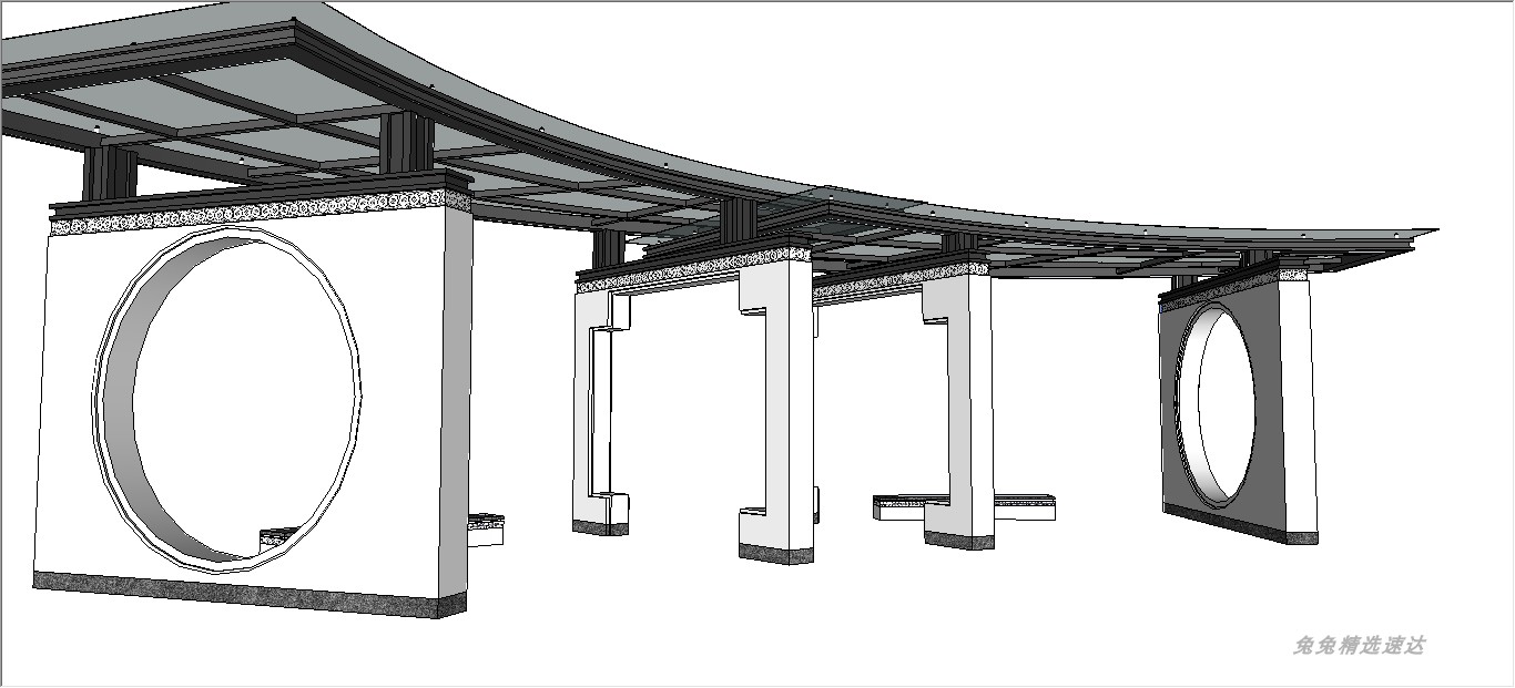 草图大师灯柱景墙大门亭子廊架SU单体模型库Sketchup中式景观合集 第8张