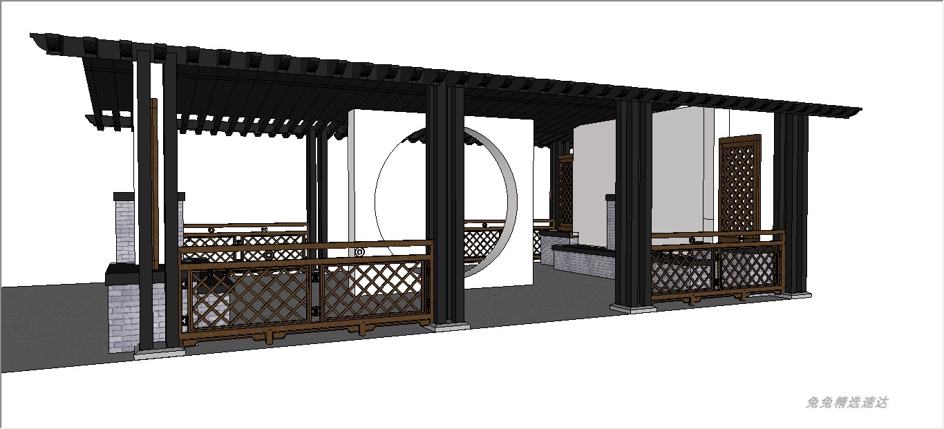 草图大师灯柱景墙大门亭子廊架SU单体模型库Sketchup中式景观合集 第9张
