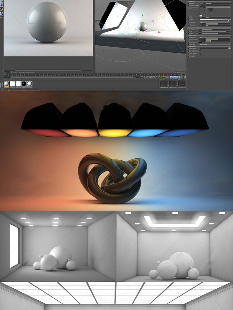 C4D灯光预设中文 环境产品模型渲染工具场景舞台材质设计素材包 第7张