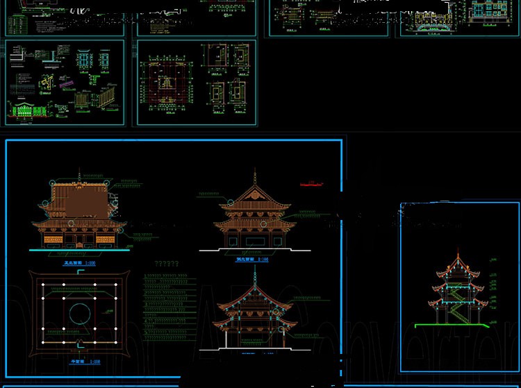 JC0005中国中式古建筑CAD施工图平面图仿古亭子廊架牌坊景观园林 第7张