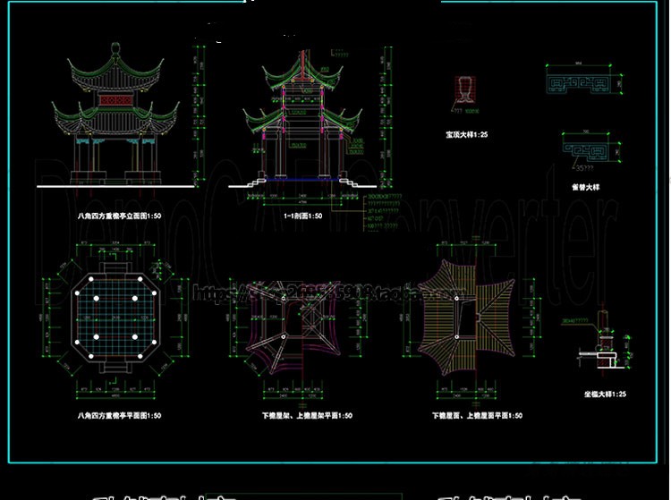 JC0005中国中式古建筑CAD施工图平面图仿古亭子廊架牌坊景观园林 第8张