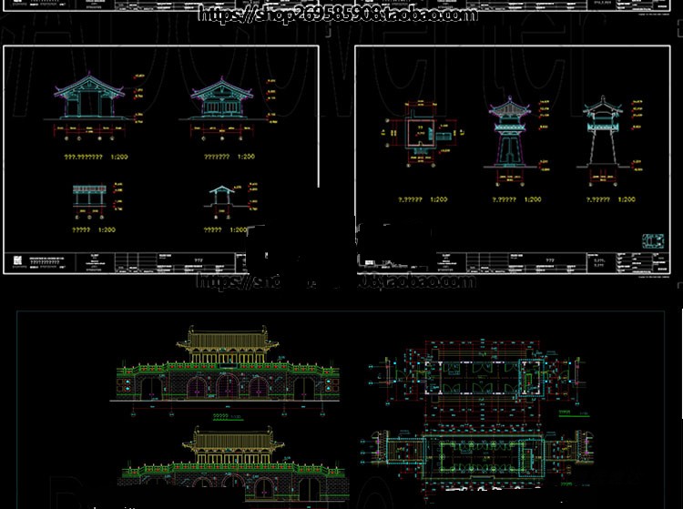 JC0005中国中式古建筑CAD施工图平面图仿古亭子廊架牌坊景观园林 第12张