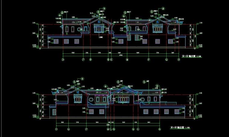 中式传统四合院别墅庭院建筑设计方案CAD平面立面剖面 10套图纸 第28张