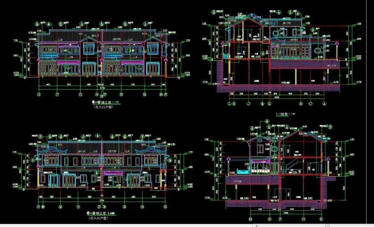 中式传统四合院别墅庭院建筑设计方案CAD平面立面剖面 10套图纸 第27张